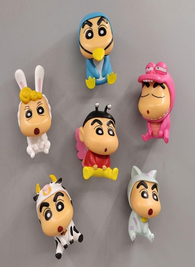 Mallexo مجموعة ألعاب شين تشان اللطيفة من ماليكسو | 6 مجسمات شخصيات كرتونية للأطفال من الجنسين | مجموعة ألعاب مجسمات أنمي | قطعة ديكور للوحة القيادة في السيارة، طاولة الدراسة، ومكتب العمل | هدية عيد ميلاد للأطفال - Image 5